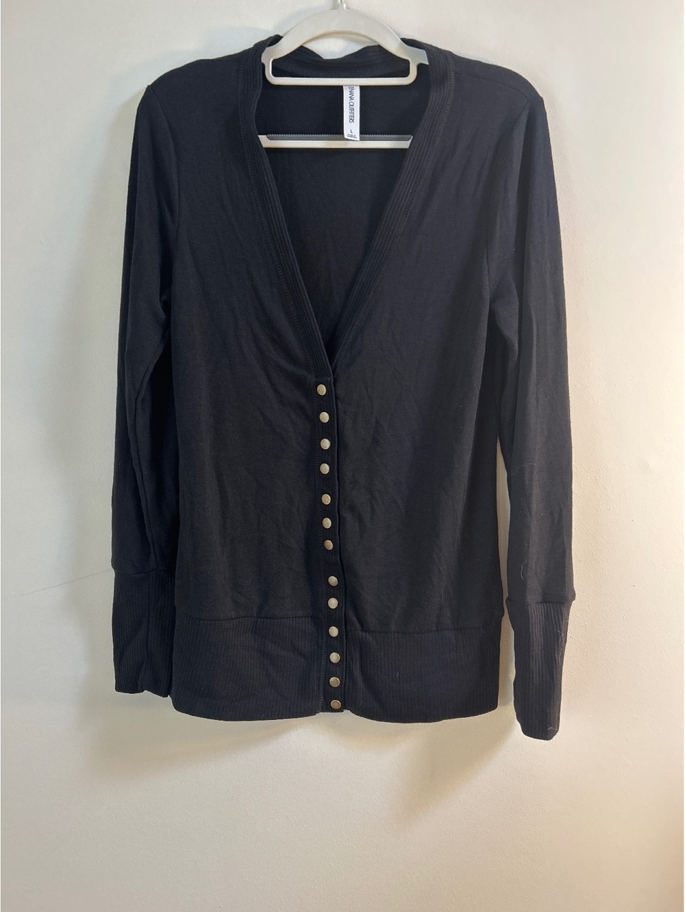Zenana Outfitters Black Button-Up Cardigan Sweater Large